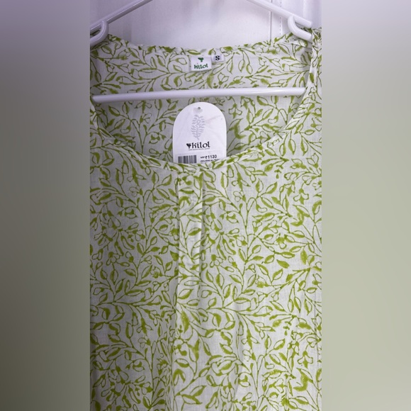 Kilol Tunic Top Hand Block Prints India Cotton 3/4 Sleeves Womens Lime Freeze - Picture 4 of 8